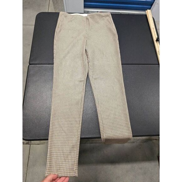 ADRIENNE VITTADINI Womens Size 6 Black & Cream Plaid Checkered Dress Pants - Picture 2 of 8